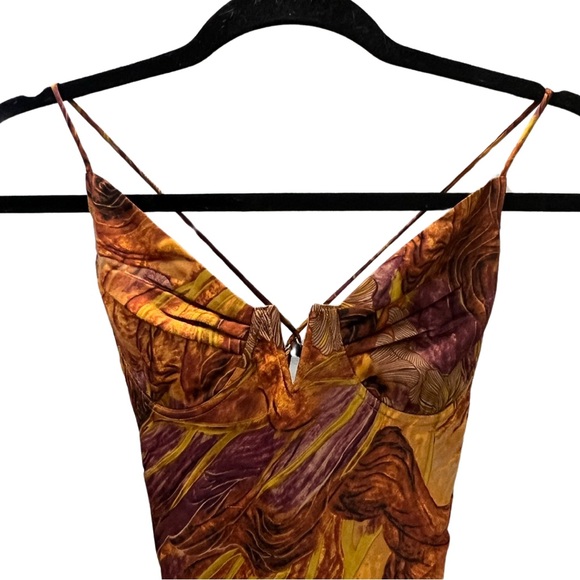 Brown Marble Print Satin Dress - Picture 4 of 4